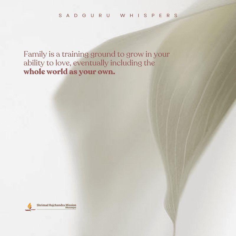 Family is a training ground to grow in your ability to love, eventually including the whole world as your own.