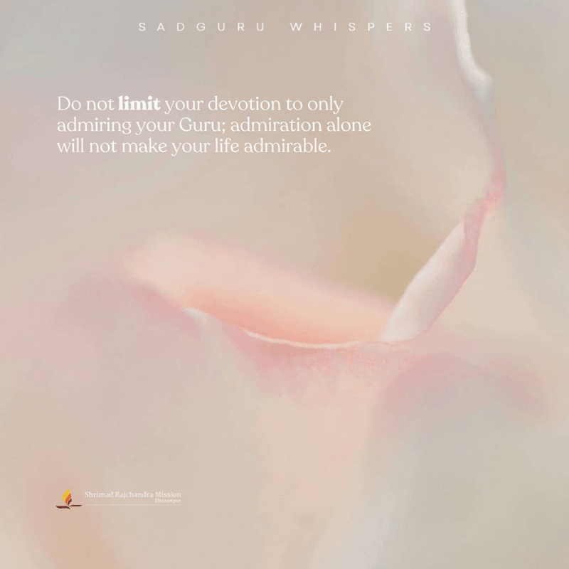 Do not limit your devotion to only admiring your Guru; admiration alone will not make your life admirable.