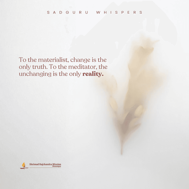 To the materialist, change is the only truth. To the meditator, the unchanging is the only reality.