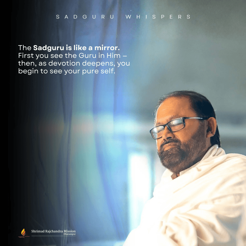 The Sadguru is like a mirror. First you see the Guru in Him — then, as devotion deepens, you begin to see your pure self.