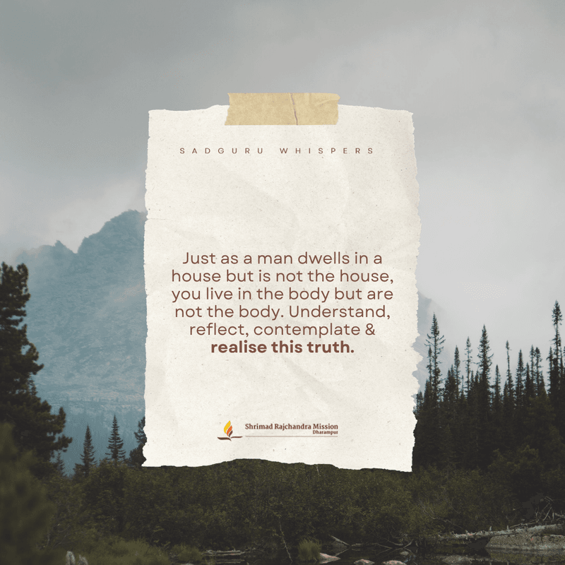 Just as a man dwells in a house but is not the house, you live in the body but are not the body. Understand, reflect, contemplate & realise this truth.