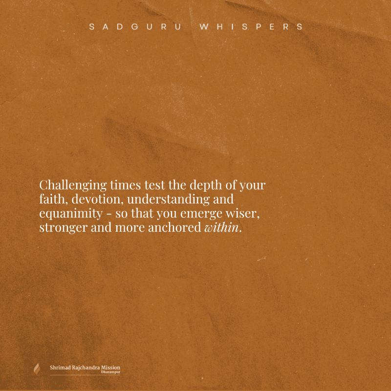 Challenging times test the depth of your faith, devotion, understanding and equanimity - so that you emerge wiser, stronger and more anchored within.