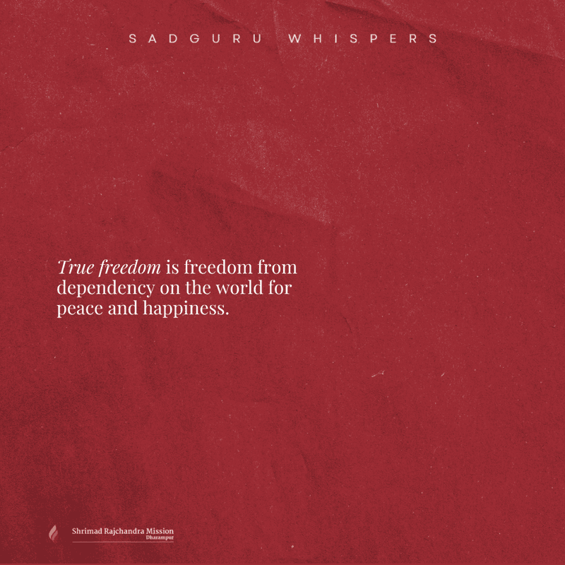 True freedom is freedom from dependency on the world for peace and happiness.