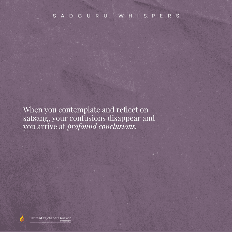 When you contemplate and reflect on satsang, your confusions disappear and you arrive at profound conclusions.