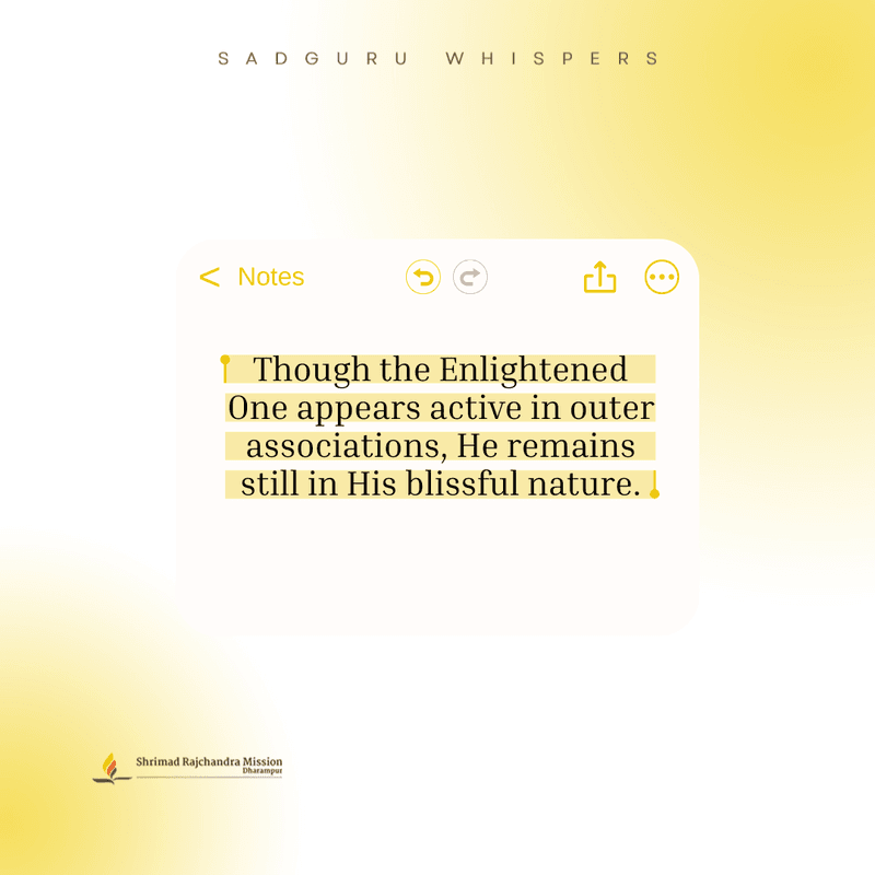 Though the Enlightened One appears active in outer associations, He remains still in His blissful nature.