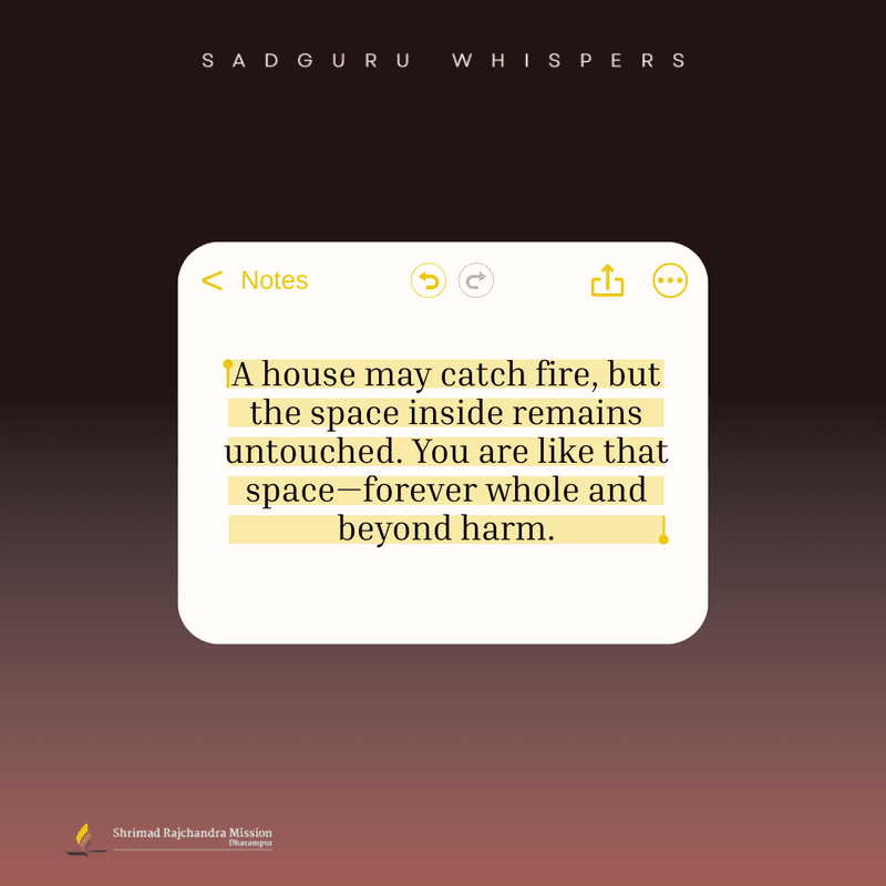 A house may catch fire, but the space inside remains untouched. You are like that space—forever whole and beyond harm.
