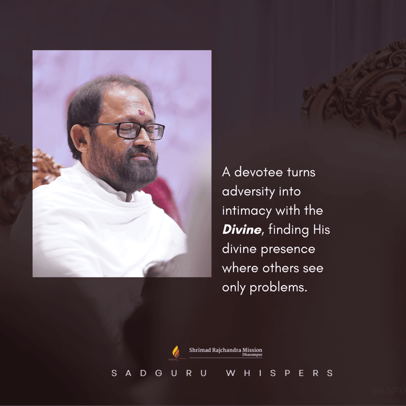 A devotee turns adversity into intimacy with the Divine, finding His divine presence where others see only problems.