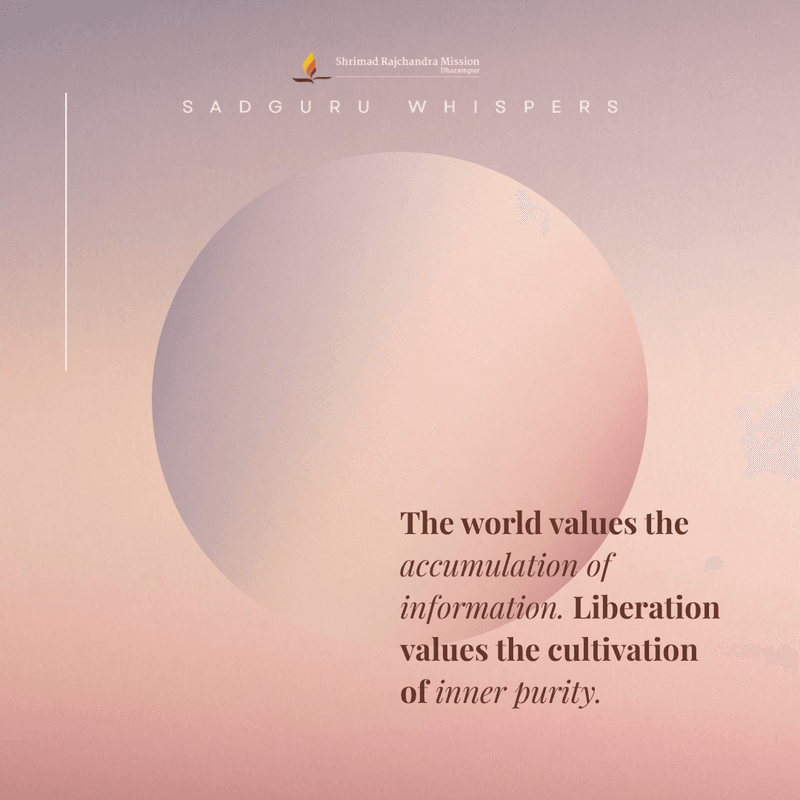 The world values the accumulation of information. Liberation values the cultivation of inner purity.