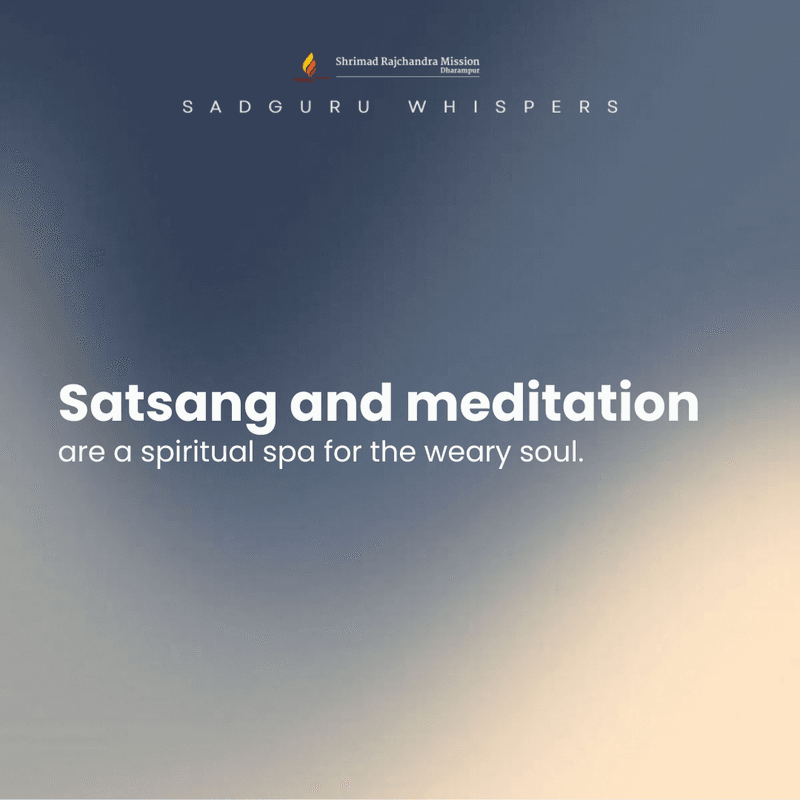 Satsang and meditation are a spiritual spa for the weary soul.