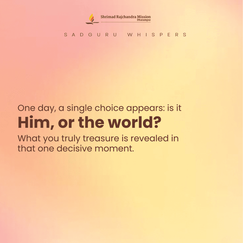One day, a single choice appears: is it Him, or the world? What you truly treasure is revealed in that one/decisive moment.